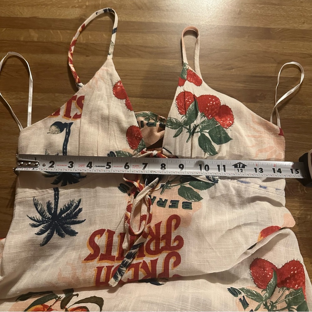 Paper Heart Anthropologie Fresh Fruits Berries Peaches Linen Blend Maxi Dress M - Picture 7 of 10